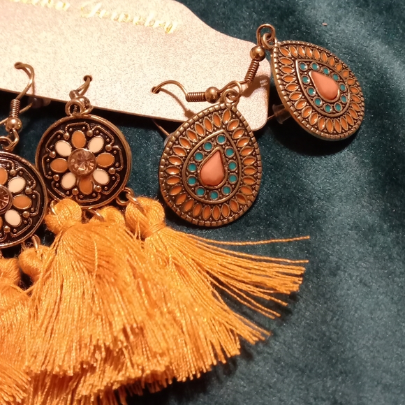 Trio of Earrings Tourquois or orange - Picture 8 of 8